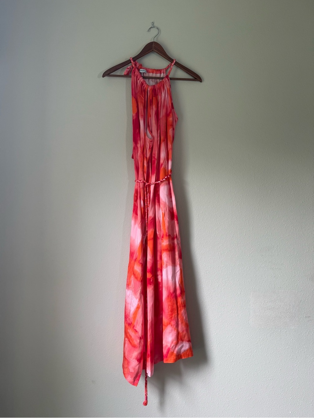 Tommy Bahama Pink & Orange Watercolor Halter Maxi Dress